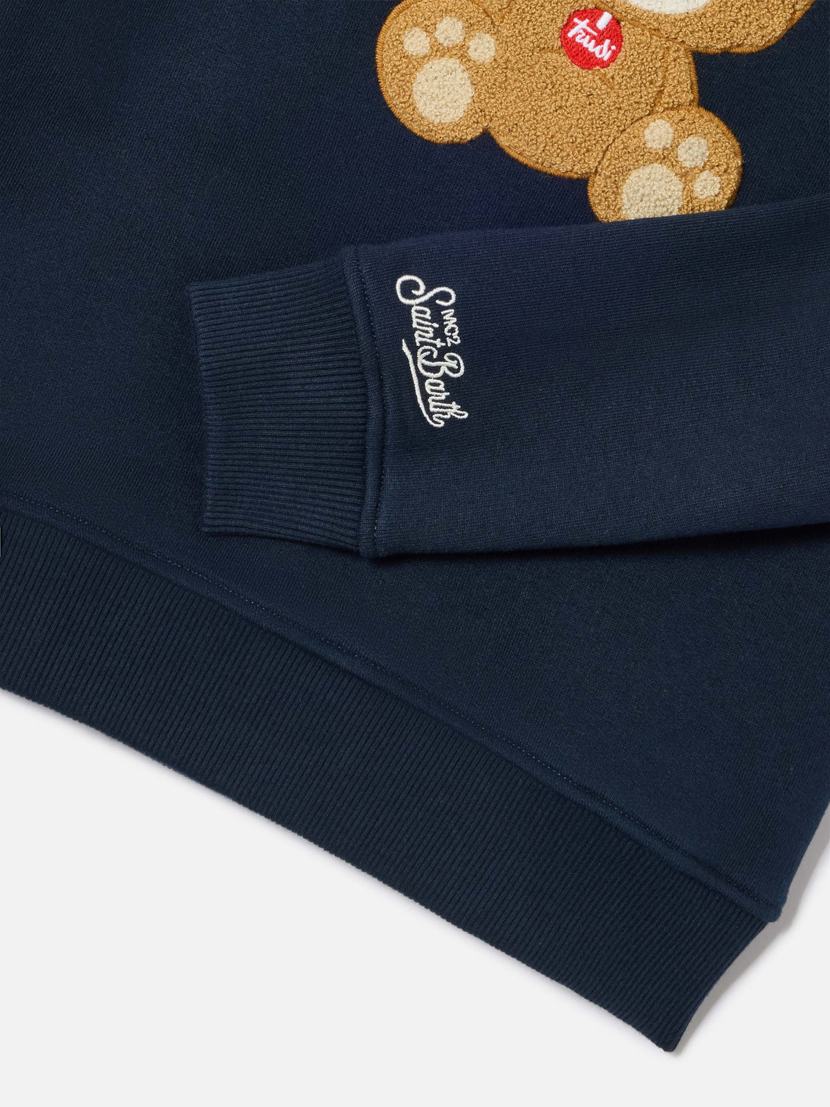 Sudadera Hutton azul marino blue en mezcla de algodón con parche de osito de peluche en esponja | Special edition 