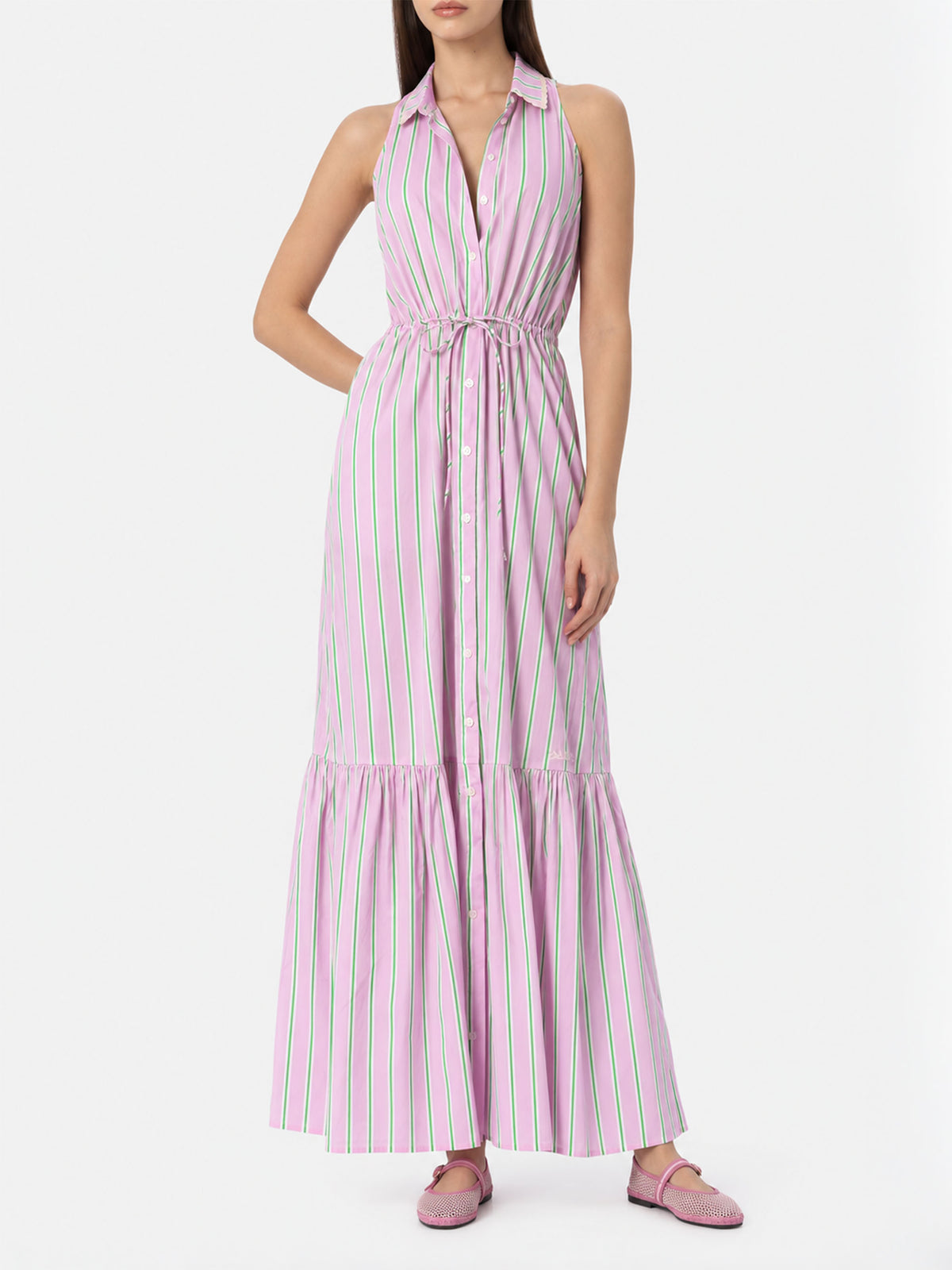 Ida lilac and orange striped long dress