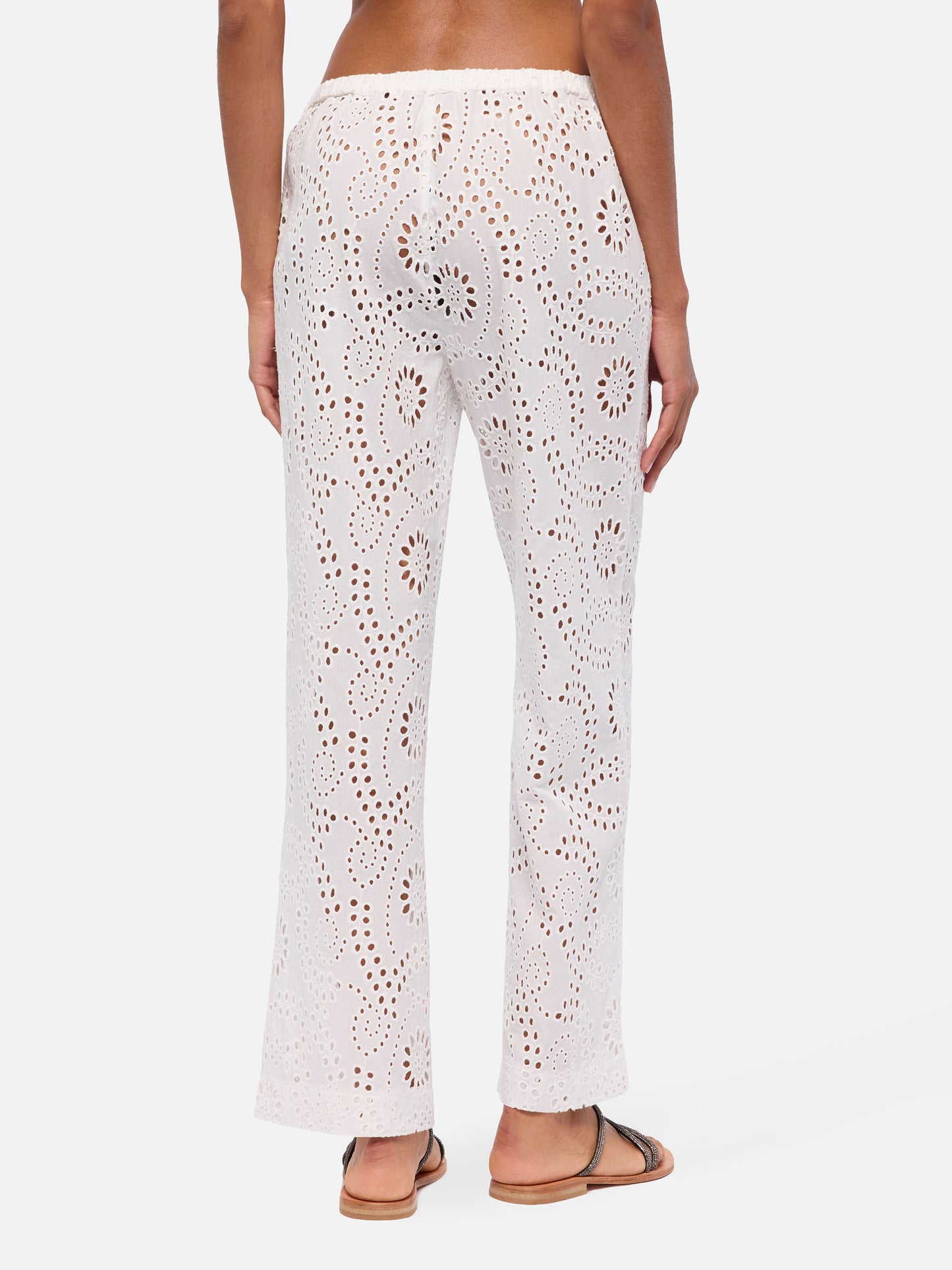 Pantaloni in Sangallo di cotone bianco Inez