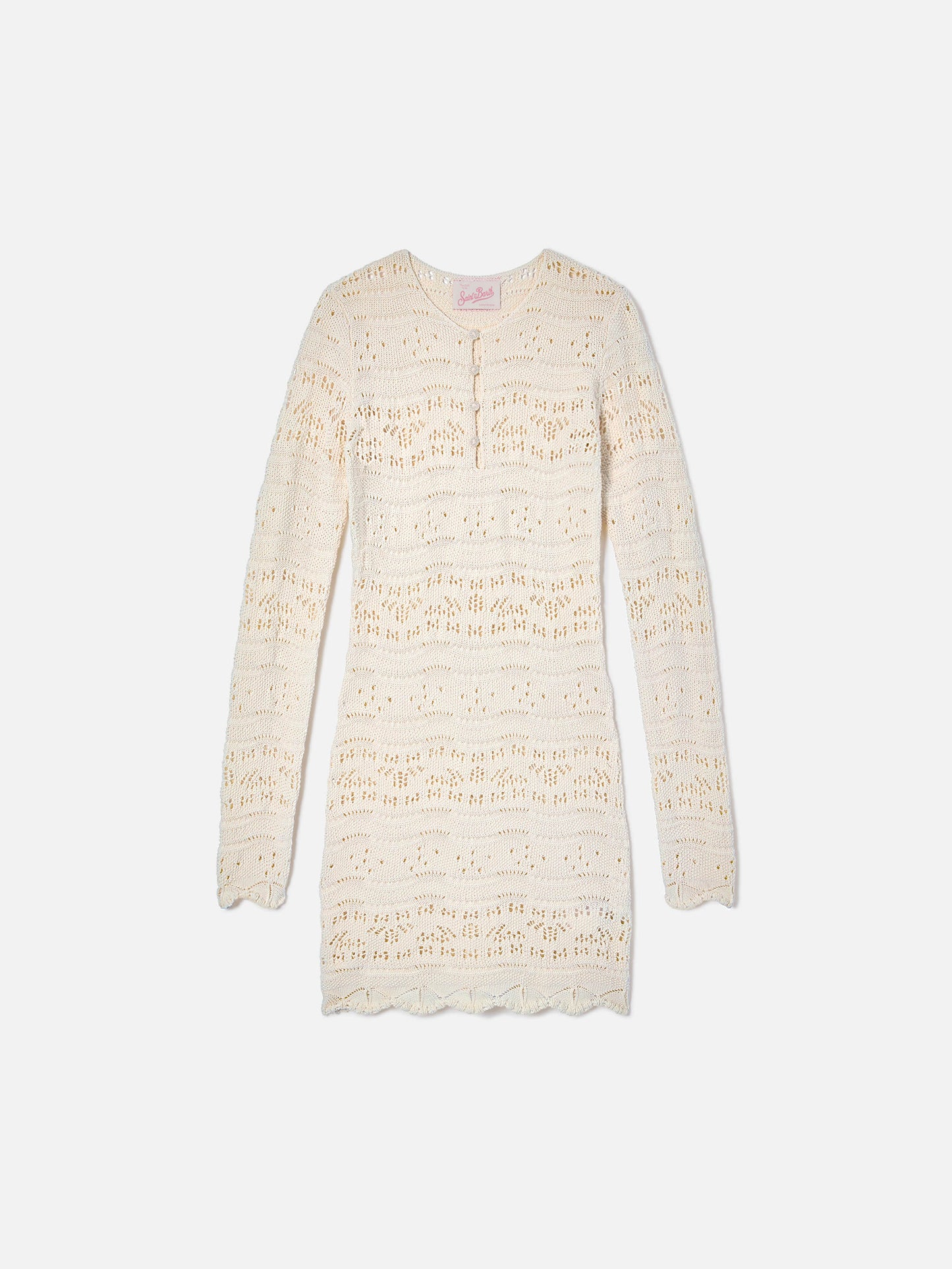 Ilany white openwork cotton knit dress