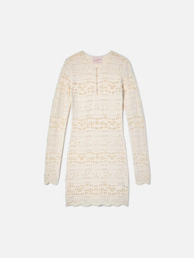 Ilany white openwork cotton knit dress
