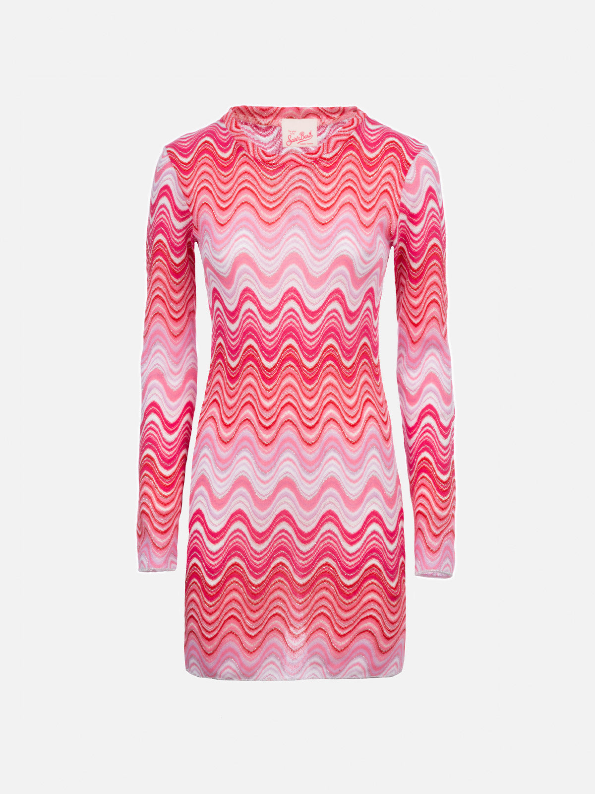 Woman raschel knit pink short dress Imany - MC2 Saint Barth