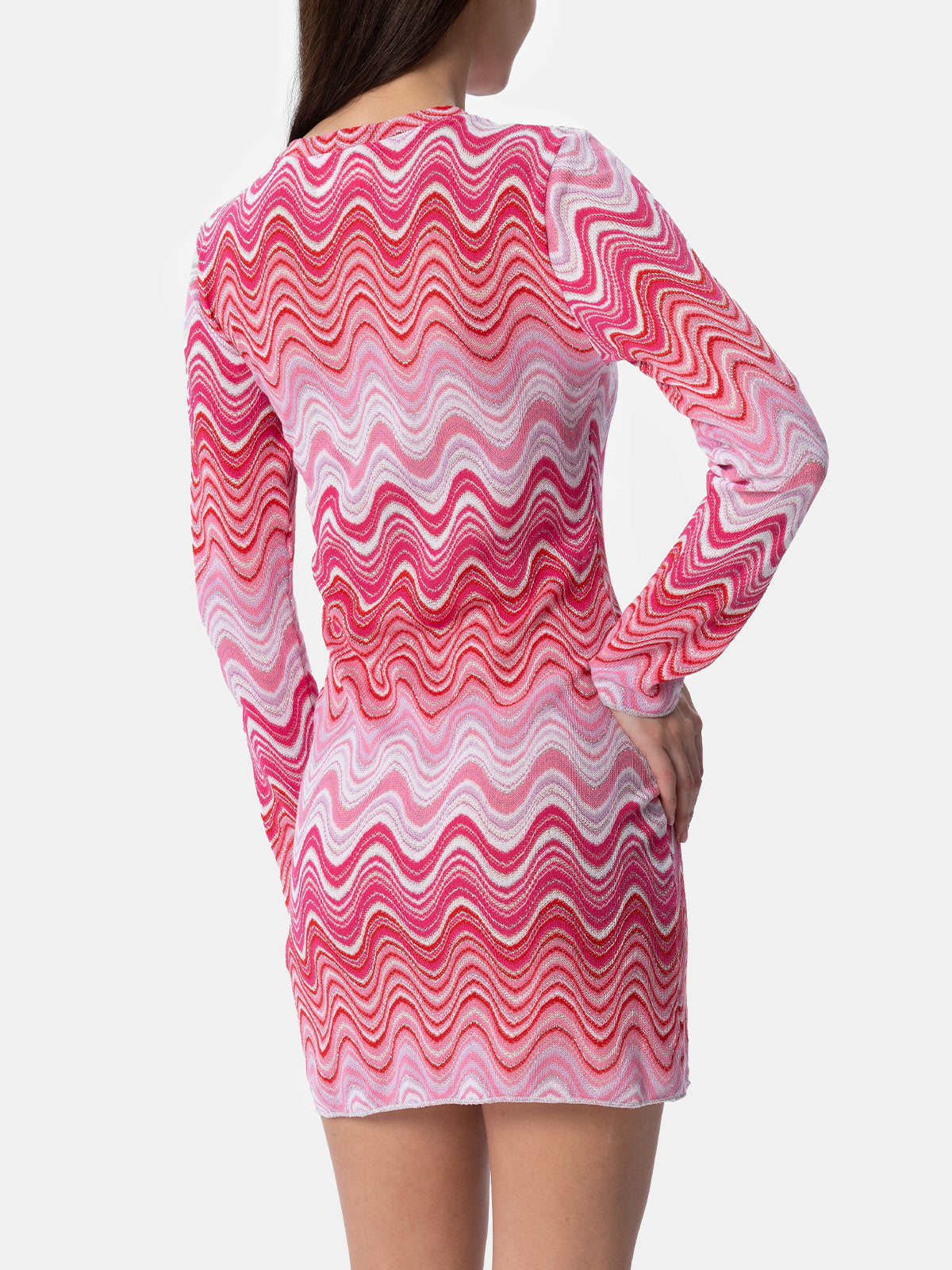 Woman raschel knit pink short dress Imany - MC2 Saint Barth
