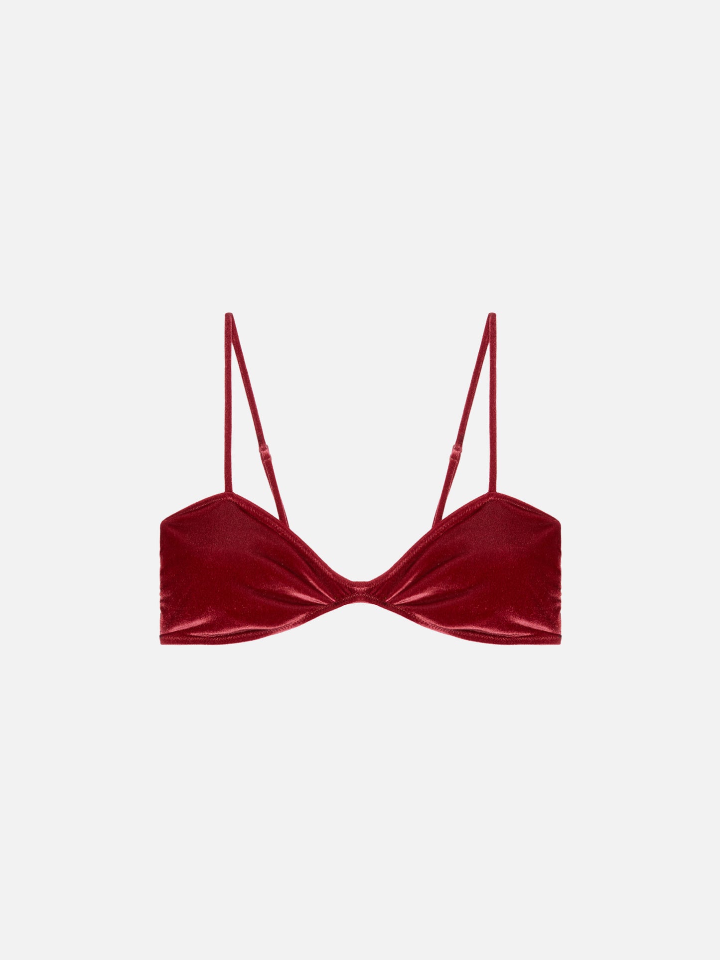 Ipanema scooped bralette top in brick red velvet