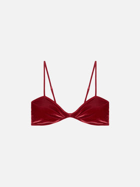 Ipanema scooped bralette top in brick red velvet