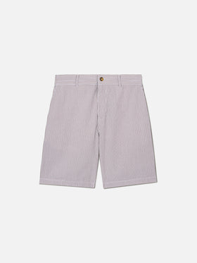 Brown Ischia bermuda shorts in striped seersucker