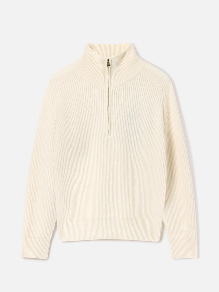 Pull en laine Isalyn Off white à demi-zip 