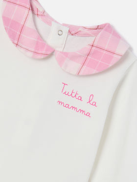 Body Jacques blanc en coton biologique avec broderie Tutta La Mamma 