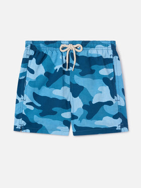 Jungen-Badeshorts aus Jeans in mittlerer Länge mit Camouflage-Print 