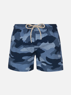 Boy mid-length Jean swim-shorts with camouflage print - MC2 Saint Barth
