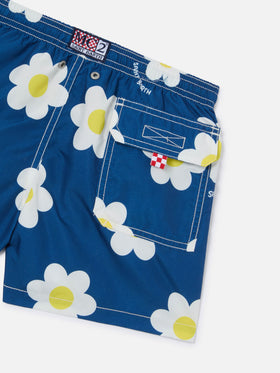 Bañador corto para niño con estampado de margaritas 