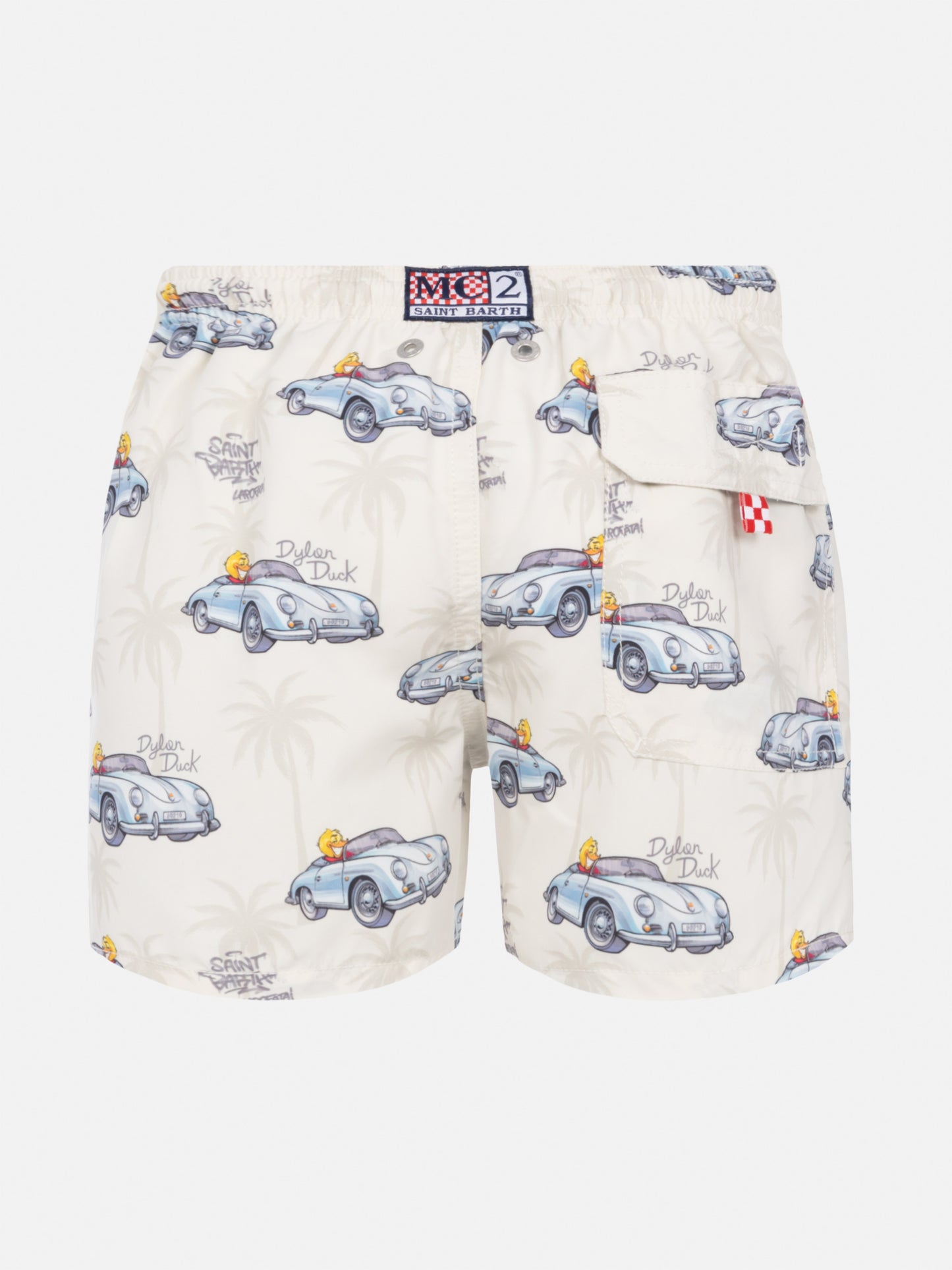 Jean mid-length swim shorts with Cryptopuppets car print | CRYPTOPUPPETS SPECIAL EDITION - MC2 Saint Barth