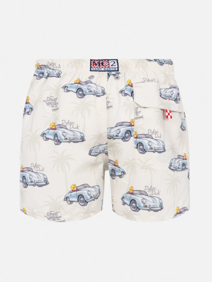 Jean mid-length swim shorts with Cryptopuppets car print | CRYPTOPUPPETS SPECIAL EDITION - MC2 Saint Barth