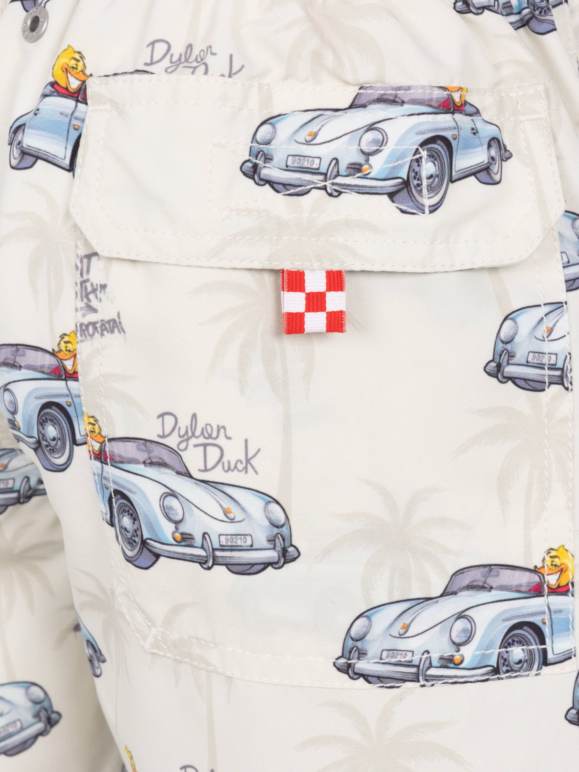 Jean mid-length swim shorts with Cryptopuppets car print | CRYPTOPUPPETS SPECIAL EDITION - MC2 Saint Barth