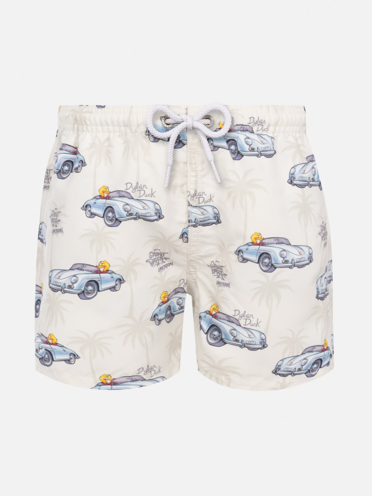 Jean mid-length swim shorts with Cryptopuppets car print | CRYPTOPUPPETS SPECIAL EDITION - MC2 Saint Barth