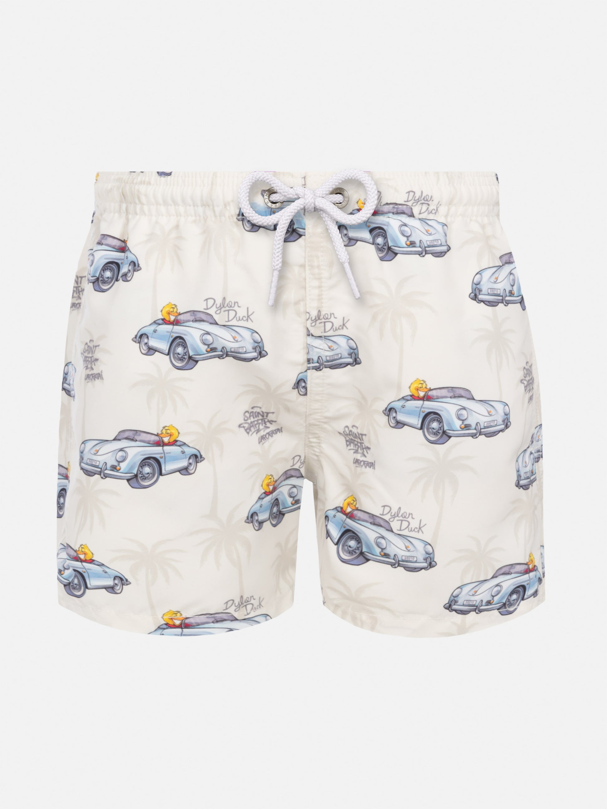 Jean mid-length swim shorts with Cryptopuppets car print | CRYPTOPUPPETS SPECIAL EDITION - MC2 Saint Barth