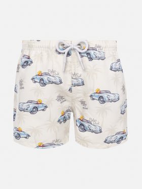 Jean mid-length swim shorts with Cryptopuppets car print | CRYPTOPUPPETS SPECIAL EDITION - MC2 Saint Barth