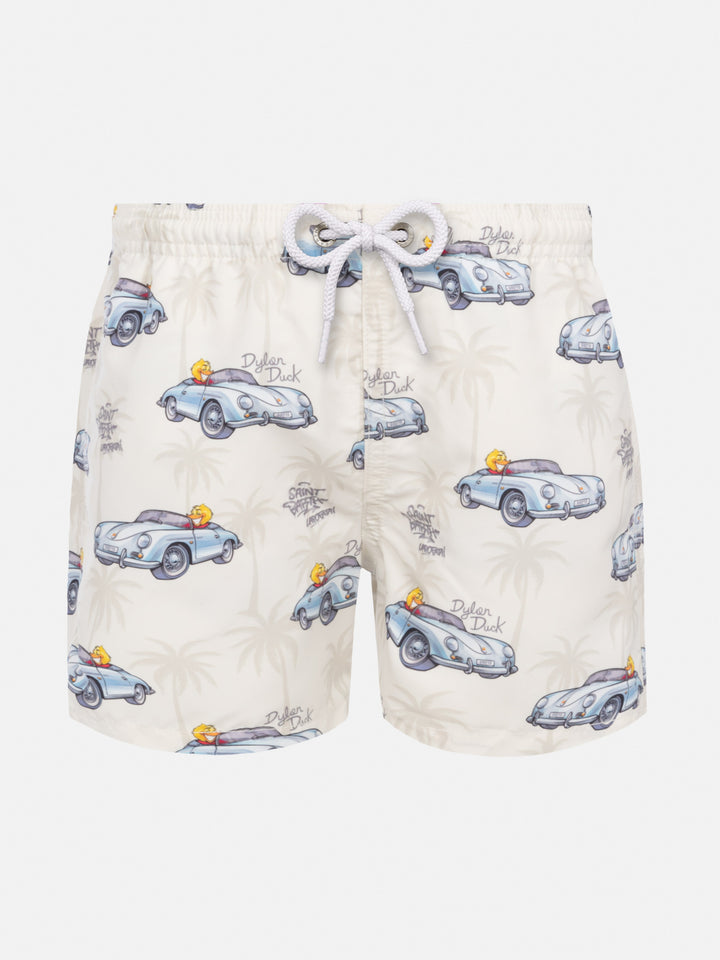 Jean mid-length swim shorts with Cryptopuppets car print | CRYPTOPUPPETS SPECIAL EDITION - MC2 Saint Barth