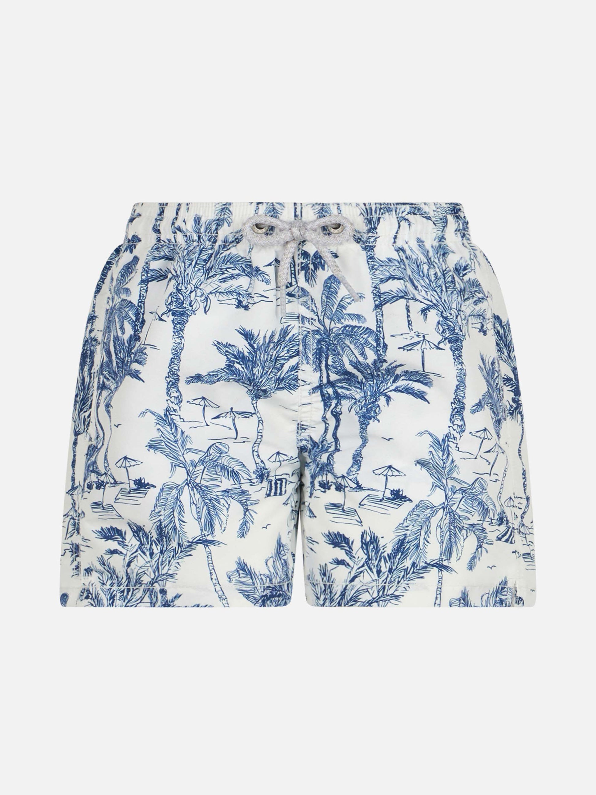 Jean mid-length swim shorts with toile de jouy print - MC2 Saint Barth