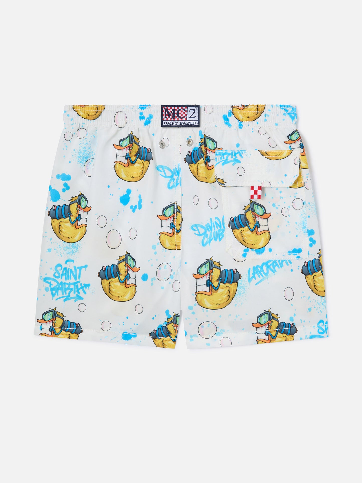 Short de bain garçon en jean mi-long avec imprimé Crypto Ducky | CRYPTOPUPPETS SPECIAL EDITION 