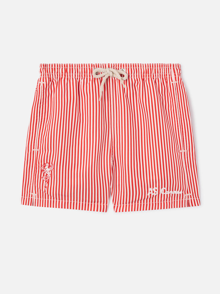 Costume Jean a righe rosse con ricamo AS Cannes | AS CANES SPECIAL EDITION