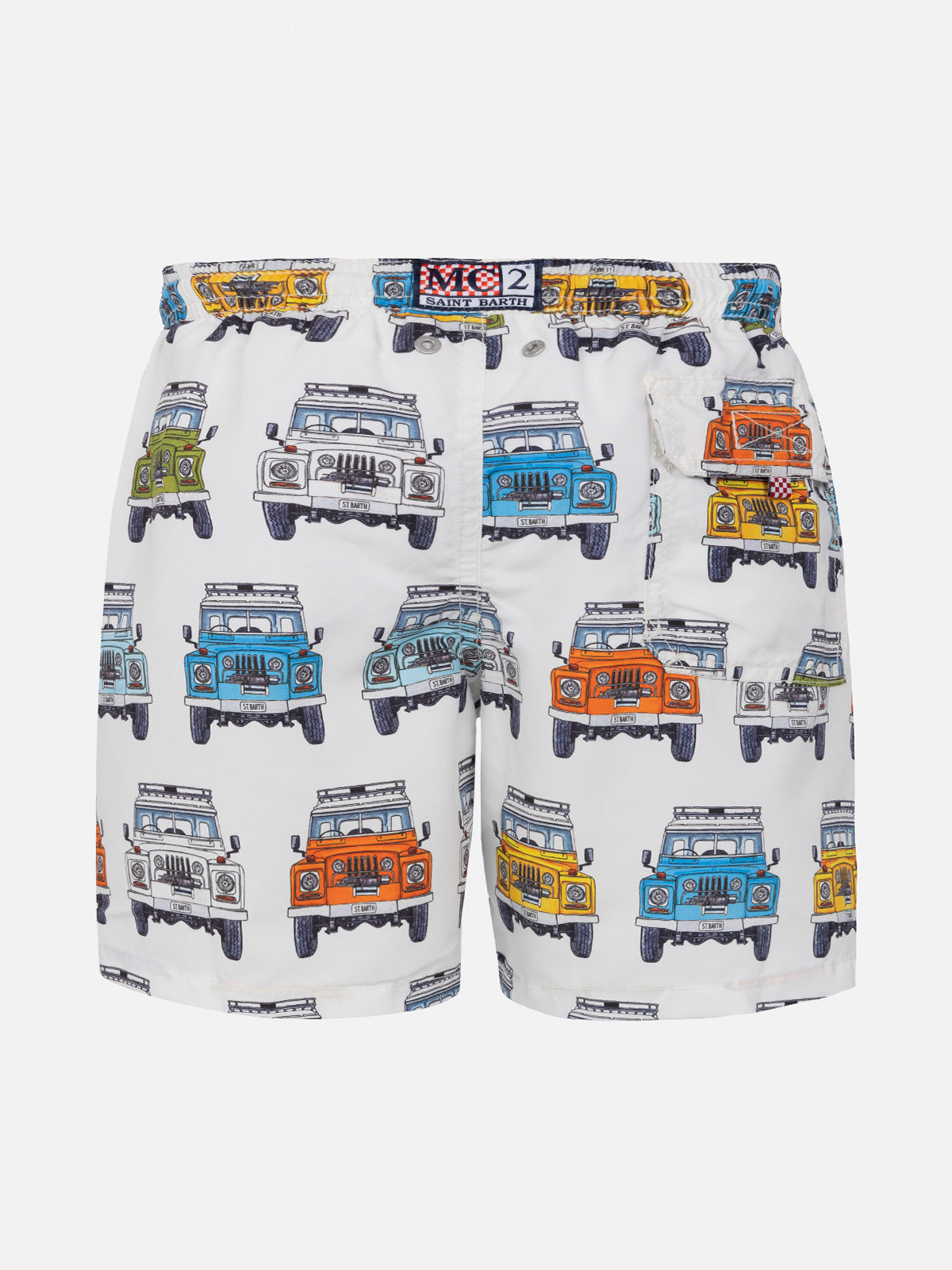 Boy classic swim shorts with safari car print - MC2 Saint Barth