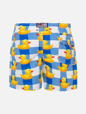 Boy swim shorts with gingham with ducky print - MC2 Saint Barth