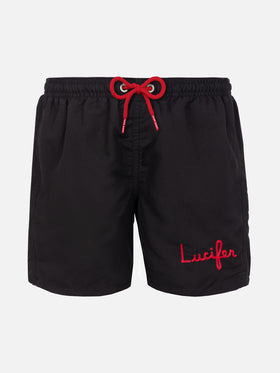 Boy swim shorts with Lucifer embroidery - MC2 Saint Barth
