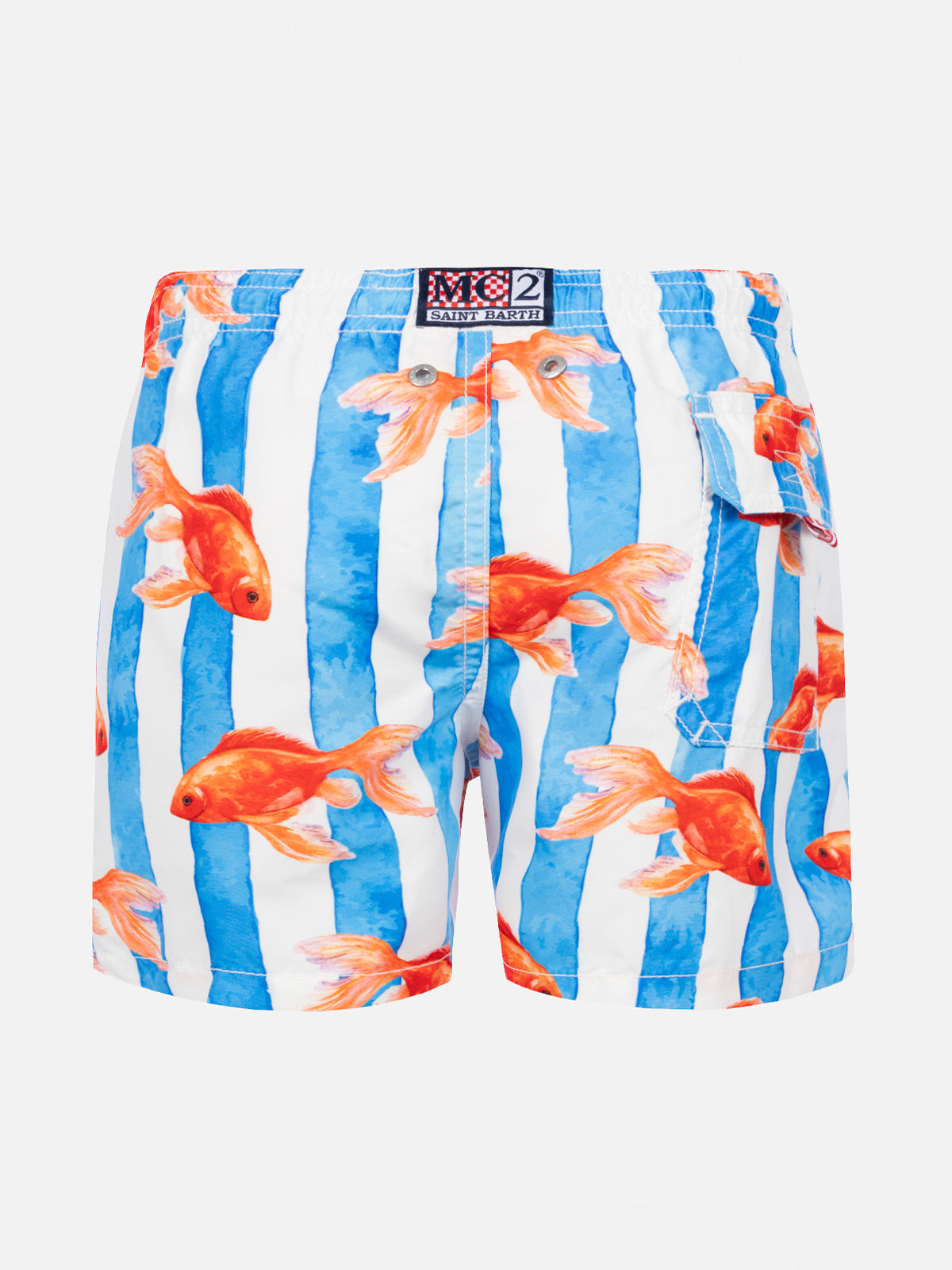 Boy striped swim srunks with with gold fish print - MC2 Saint Barth