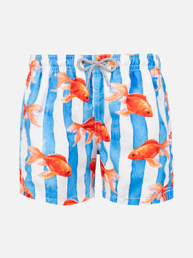 Boy striped swim srunks with with gold fish print - MC2 Saint Barth