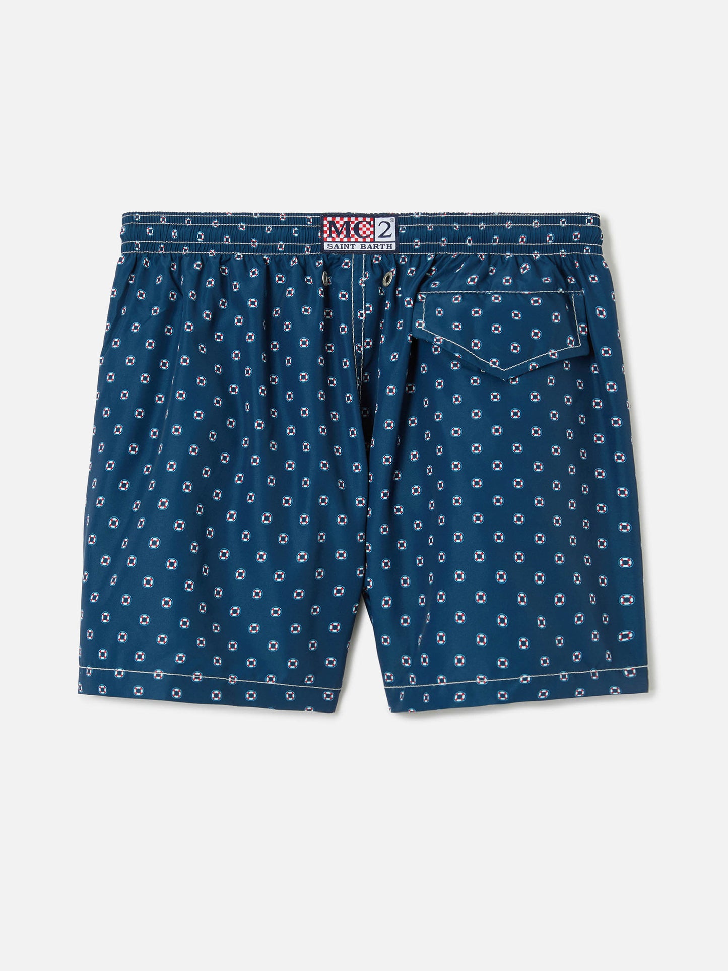 Jean Lighting swim shorts with Mini Life Saver all-over print