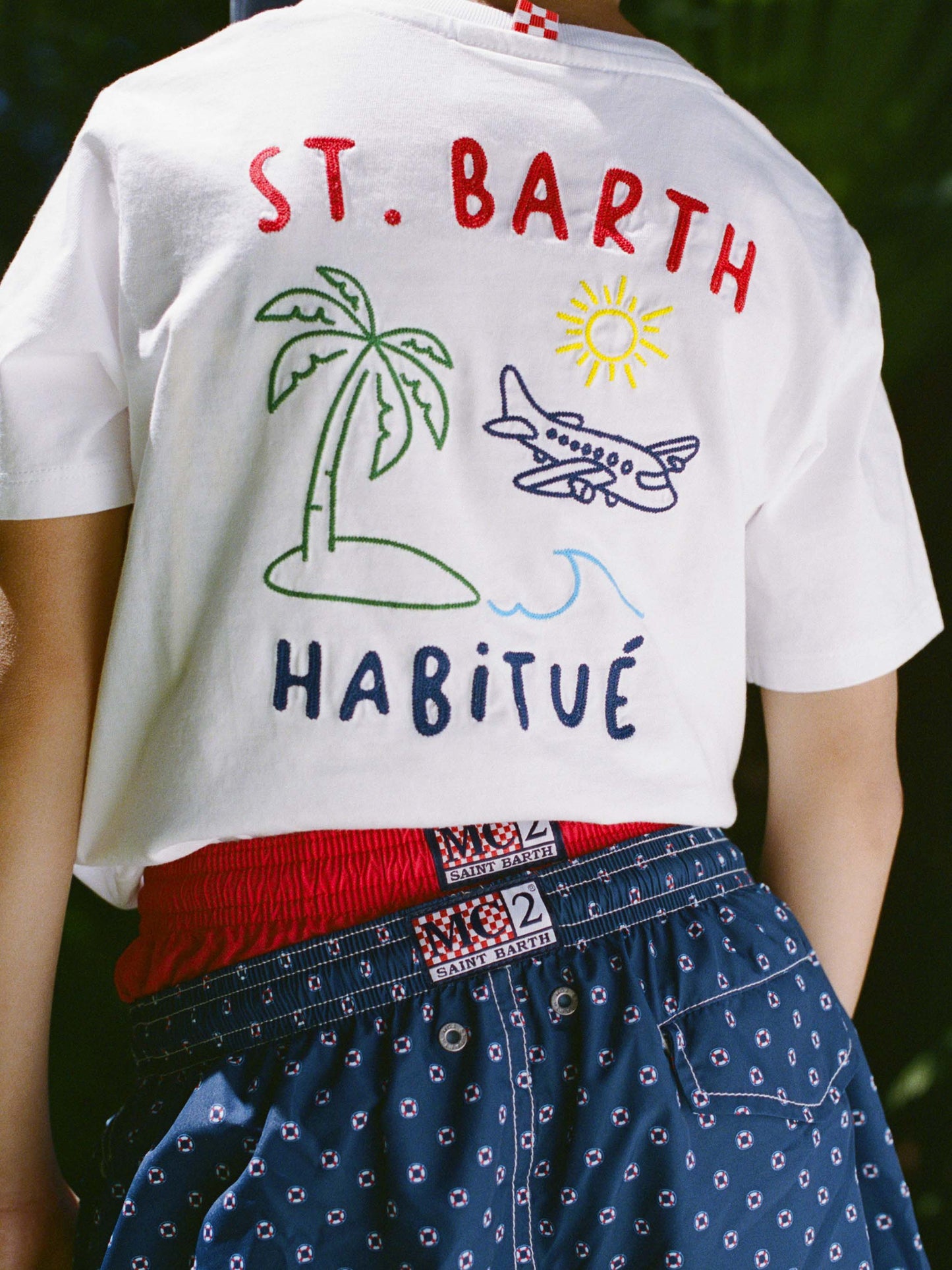 Portland Jr t-shirt with Habitué embroidery on front and back