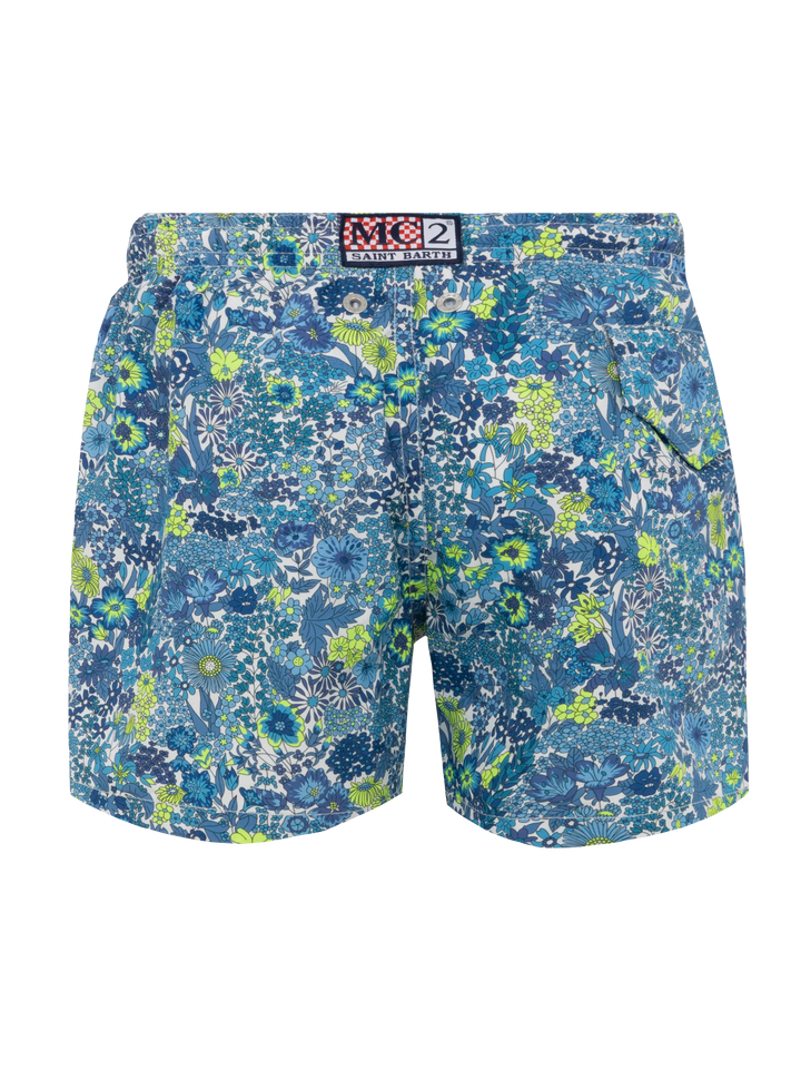 Jean Lighting lightweight fabric swim shorts with Margaret Annie print | MADE WITH LIBERY FABRIC - MC2 Saint Barth