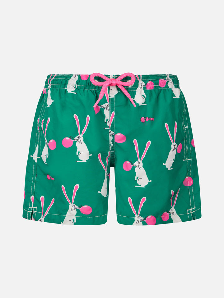 Boy lightweight fabric swimshorts with Big Babol rabbit print | BIG BABOL SPECIAL EDITION - MC2 Saint Barth