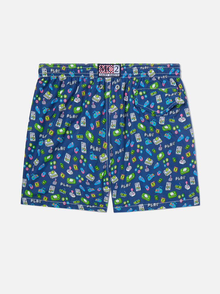 Bañador short para niño con estampado de juegos retro 