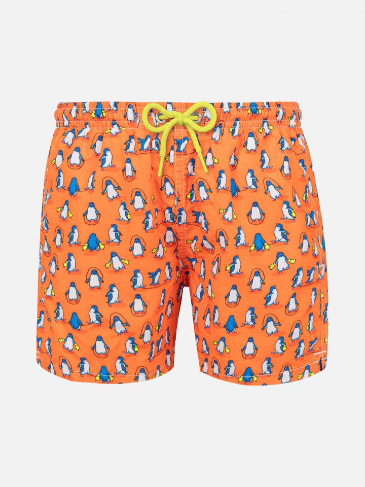 Boy light fabric swim shorts with penguins print - MC2 Saint Barth