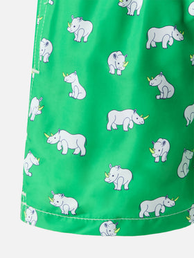 Lghtweight fabric swim-shorts Jean Lighting with rhino print