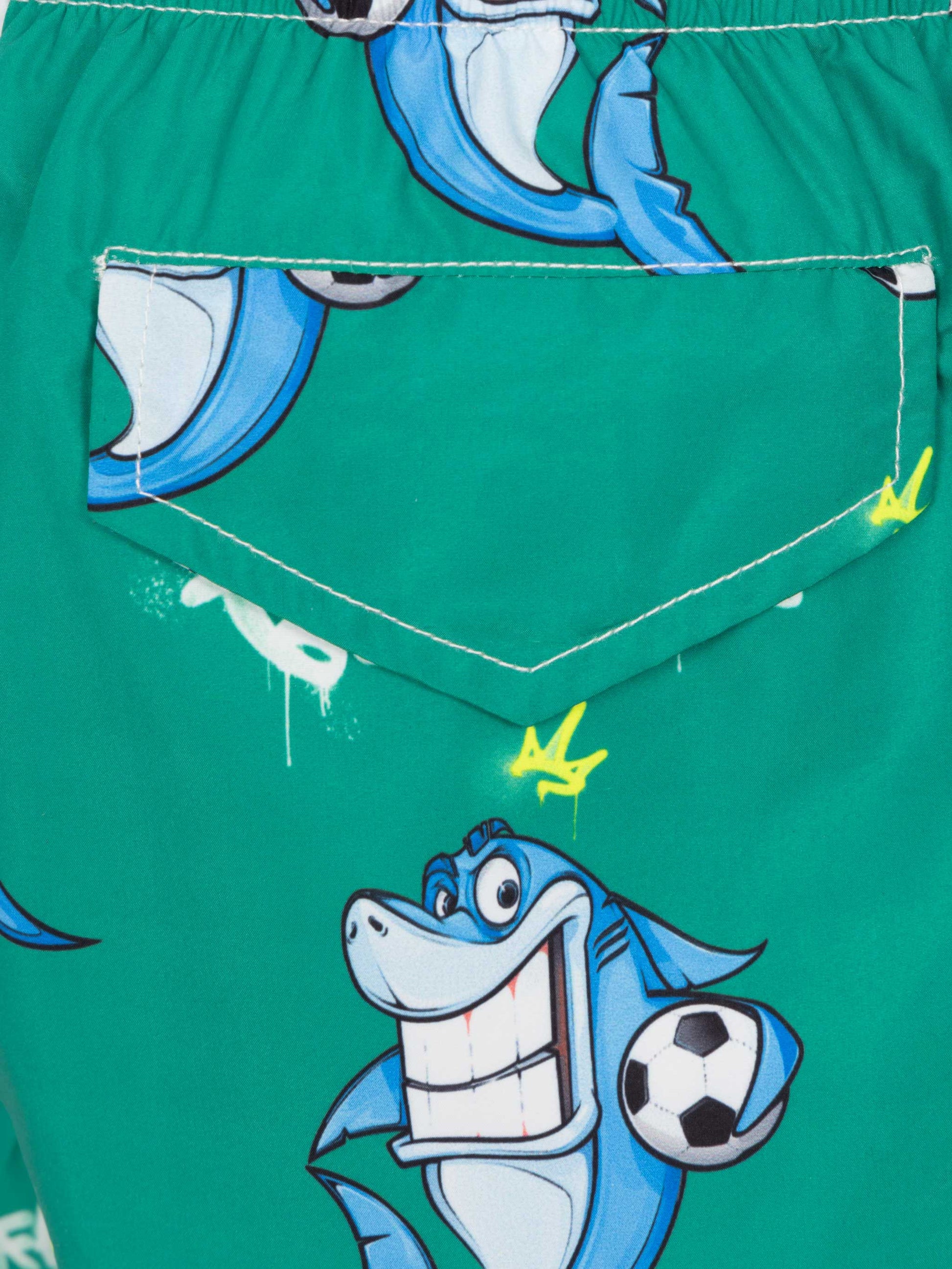Jean Lighting lightweight fabric swim shorts with Cryptopuppets shark print | CRYPTOPUPPETS SPECIAL EDITION - MC2 Saint Barth