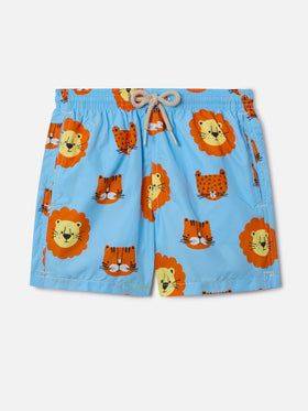 Bañador de tejido ligero para niño Jean Lighting con estampado de leones 