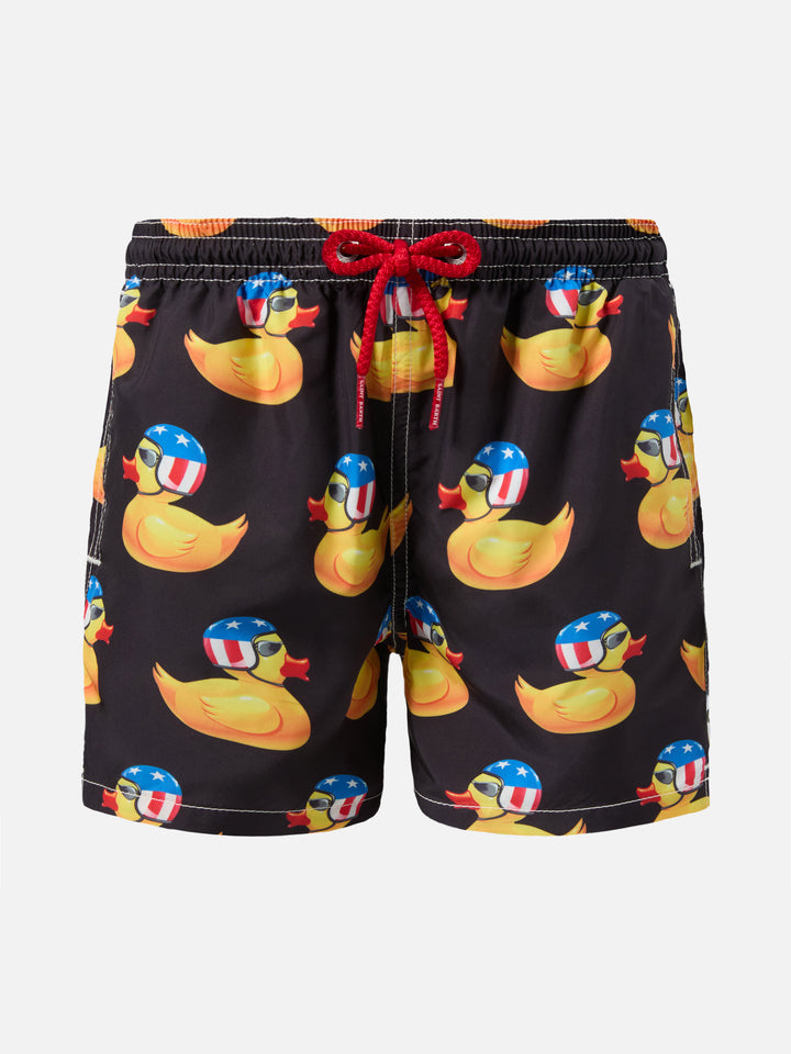 Jean Lighting lightweight fabric swim shorts withrider ducky print