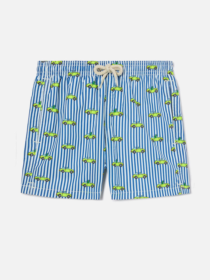 Jean Lighting swim shorts with Porsche print on stripes | Special Edition
