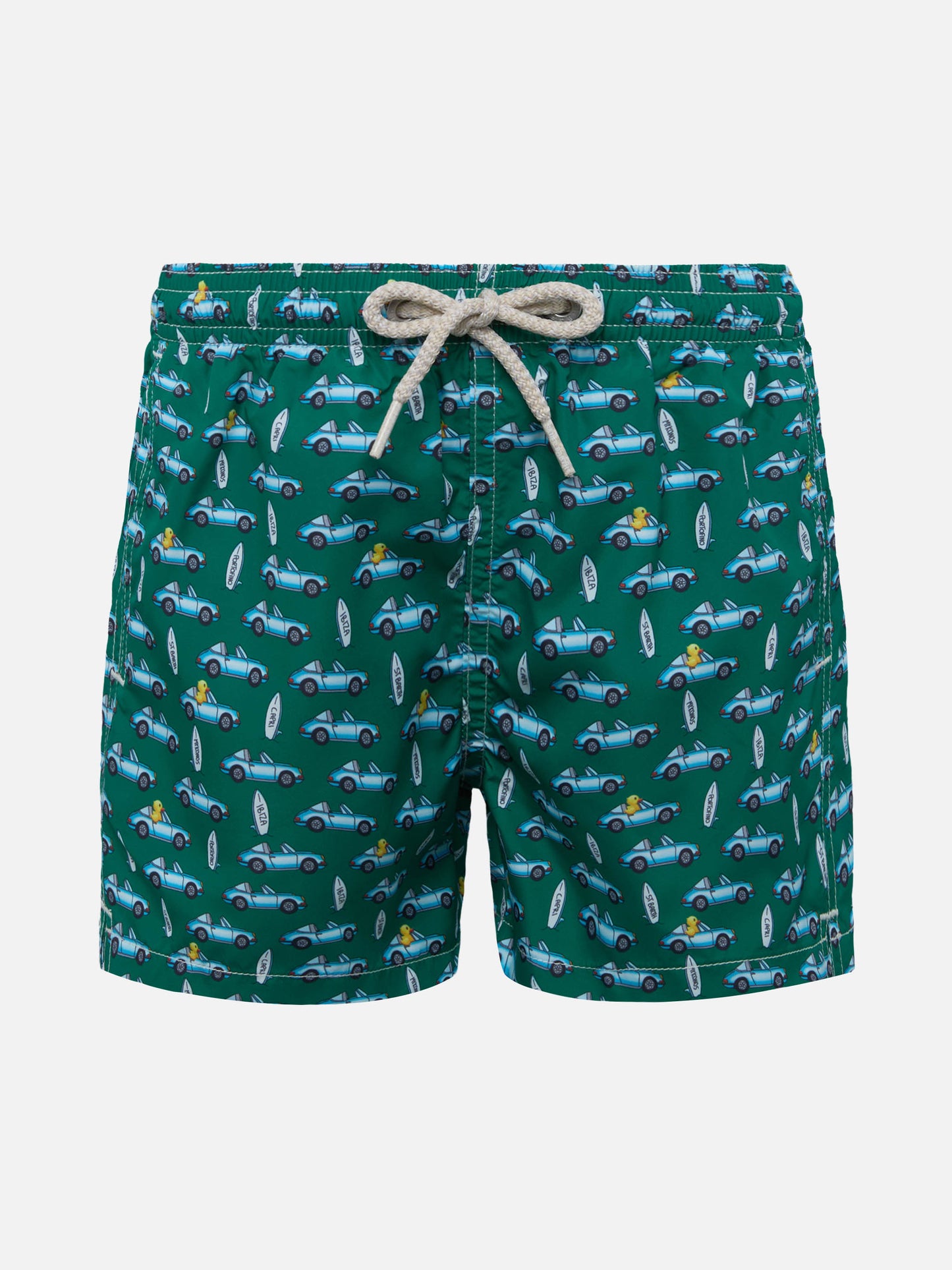 Jean Lighting lightweight fabric swim shorts with beach sign print