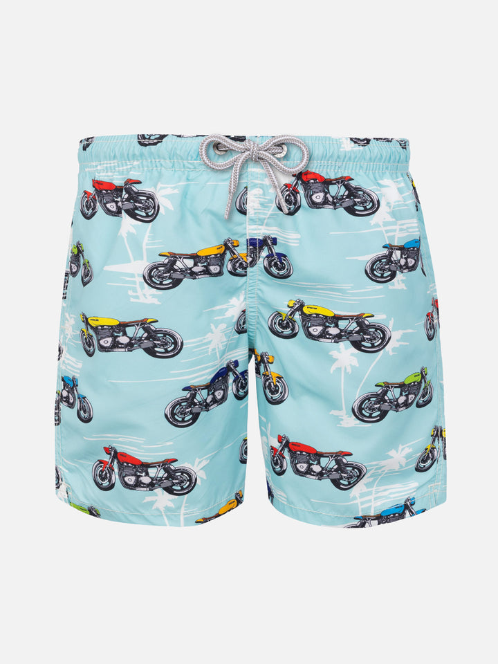 Boy light fabric swim shorts with motorbike print - MC2 Saint Barth