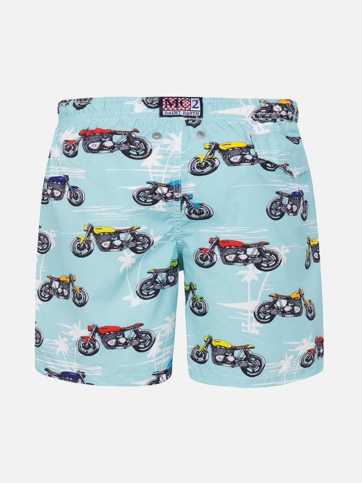 Boy light fabric swim shorts with motorbike print - MC2 Saint Barth