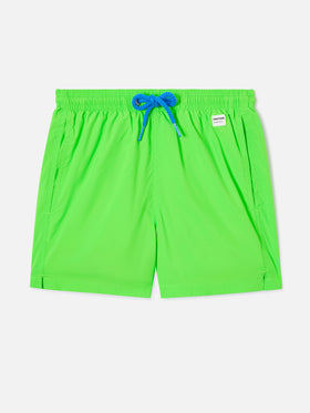 Leichte Badehose aus Stoff für Jungen in Fluogrün Jean Lighting Pantone | PANTONE® SPECIAL EDITION 