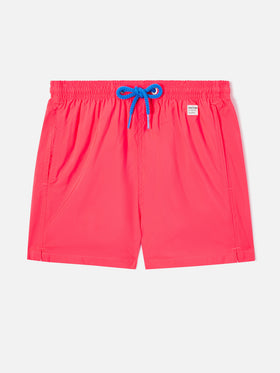Boy fluo red lightweight swim shorts Lighting Pantone | PANTONE® SPECIAL EDITION