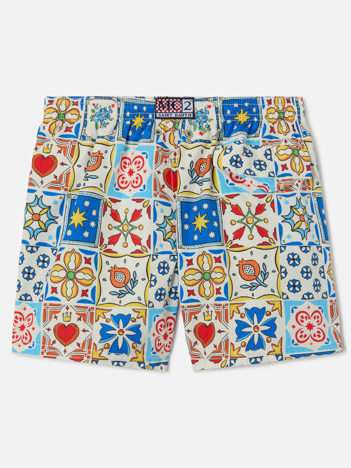 Jean Lighting 70 swim shorts with Maiolica all-over print