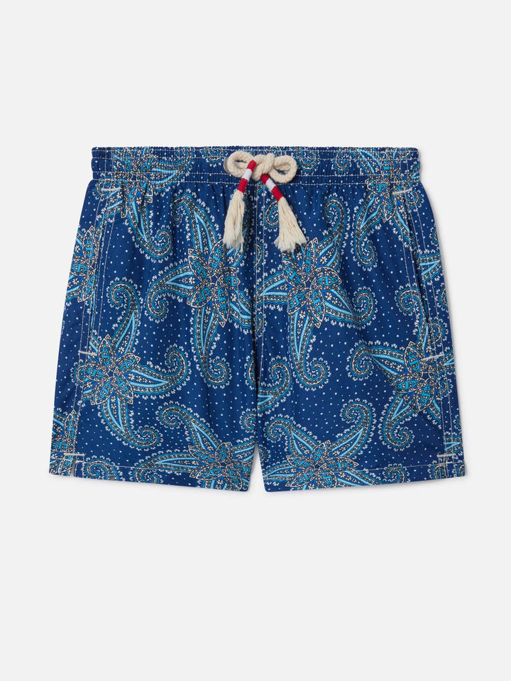 Short de bain garçon en tissu léger Jean Lighting 70 avec imprimé cachemire 