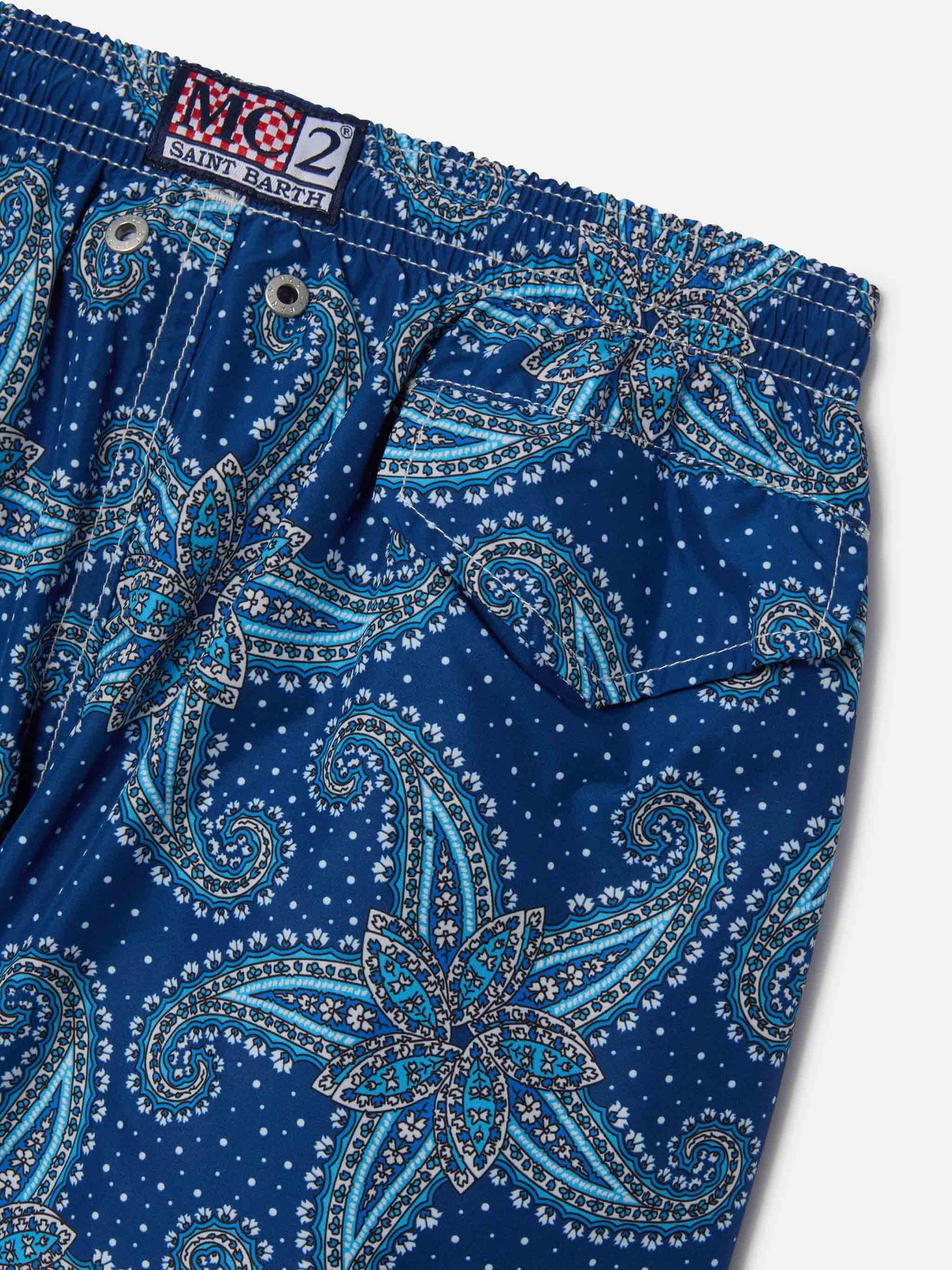 Short de bain garçon en tissu léger Jean Lighting 70 avec imprimé cachemire 