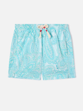 Boy lightweight fabric swim-shorts Jean Lighting 70 with paisley print